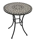 DEGAMO Bistrotisch Mosaiktisch Siena 60cm rund, Gestell Metall schwarz,...
