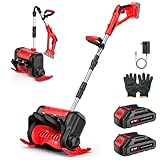 Akku-Schneefräse, Faltbare elektrische Schneebürst mit 2×2000mah Akkus...