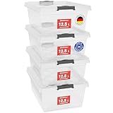 ATHLON TOOLS 4x 12.5 L Aufbewahrungsboxen mit Deckel, lebensmittelecht -...