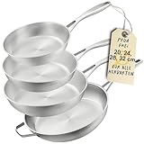 SILBERTHAL Pfannen Set 4 teilig - Edelstahlpfanne Unbeschichtet - 20, 24,...