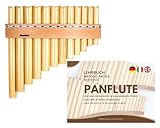 Plaschke Panflöte, Holzriemen Design, handgemacht mit Lehrbuch, 12 Rohre...