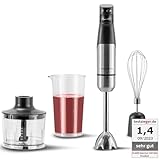 KLAMER Stabmixer Set 1000 Watt, 4 in 1 Pürierstab Edelstahl mit SmartSpeed...