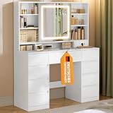 VASAGLE Kailyn Kollektion - Schminktisch mit Spiegel und LED-Leuchten,...