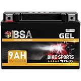 BSA YTX9-BS GEL Motorradbatterie 12V 9Ah 180A/EN Batterie doppelte...