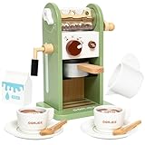 Smartwo Kaffeemaschine Kinder Holz, Kinderküche Kaffeemaschine mit Mühle,...