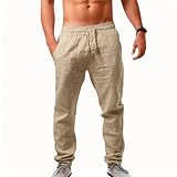 Puimentiua Herren Leinenhose Lang Leichte Freizeithose Sommerhose für...