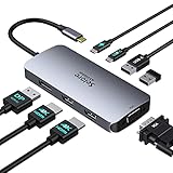 Docking Station 2 Displayport 8 in 1 Laptop Multi Monitore Hub Adapter Mit...