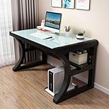 Moderner Computertisch aus gehärtetem Glas mit Ablagen, großer...