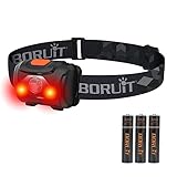 BORUIT LED Stirnlampe, Kopflampe Rotlicht AAA-Batterie superhelle...