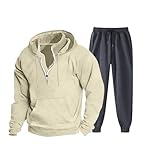 YULONGESS Trainingsanzug Herren 2-Teilig Kapuzenjacke + Jogginghose Half...