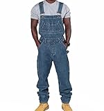 Herren Jeans Jeans Latzhose Herren Baggy verstellbare lässige Overalls...