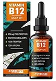 Vitamin B12 Tropfen - 1800 Tropfen (50ml) - bioaktives Methylcobalamin B12...