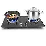 2 Brenner Gasherd, 2800 Pa Flüssiggasherd, gehärtetes Glas, Gasherd,...