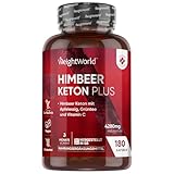 Himbeerketon Plus - 4280mg pro Portion - 180 vegane Kapseln mit Vitamin C,...