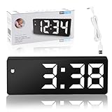RISVOWO LCD Digitaler Wecker, LED-Uhr, Reisewecker mit Temperatur...