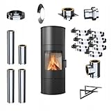 KRATKI Kaminofen aus Stahl 7 kw KOZA ROLLO fi 150 Externer Satz Stahlofen,...