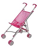 Idena 40068 - Puppenbuggy zusammenklappbar, pinker Bezug mit niedlichem...