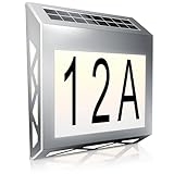 CSL - LED Solar Hausnummernleuchte Edelstahl - Hausnummer beleuchtet Solar...