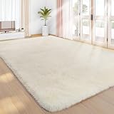 Sour Lemon Hochflor Teppich Creme Teppich Wohnzimmer 160x230 Waschbar...