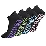 Newofview 4 Paar Yoga Socken Anti-Rutsch-Socken Damen Herren...