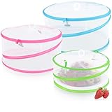 com-four® 3x Fliegen Abdeckhauben Pop-Up - bunte Abdeckhauben für...