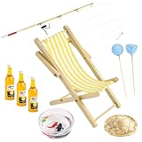 Miniatur Angelrute Set, 9 Stück Miniatur Wichtel Zubehör, Angelstuhl...