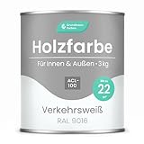 Grundmann Holzfarbe ACL 100 - Holzlack 3 Kg Weiss - 4in1 inkl. Grundierung...