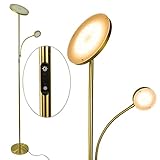 Osasy Stehleuchte 2 LEDs Dimmbar|Gold Stehlampe Deckenfluter 20W 1800LM mit...