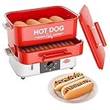 HOT DOG WORLD - Großer Hot Dog Maker mit Brötchenwärmefach - Hot Dog...