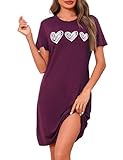 Marvmys Nachthemd Damen Kurzarm Schlafshirt Baumwolle Printed Sleepshirt...