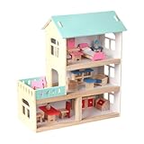 Fenteer Kinder-Puppenhaus aus Holz, Prinzessinnenvilla, 3 Ebenen, modernes...
