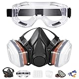 Atemschutzmaske Wiederverwendbare Halbgesichtsabdeckung mit Schutzbrille,...