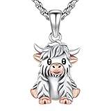 AUDINCEED Highland-Kuh-Halskette für Damen, 925er-Sterlingsilber,...