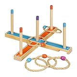 Relaxdays Ringwurfspiel, Holzwurfspiel für Kinder & Erwachsene, mit 5...