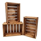 GoodFreshDecor Holzkisten 3er set Weinkiste Obstkiste Gemüsekiste...