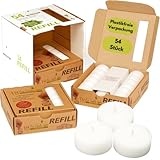 Candelo Eco Refill Teelichter 54 Stück Wachsrohlinge ohne Hülle für...