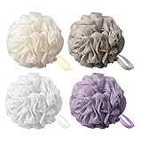 flintronic 4 Stück Badeschwamm, 60g Dusch-Luffa-Kugeln, Masche Schäumend...