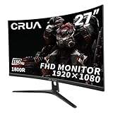 CRUA Curved Gaming-Monitor 27 Zoll 180Hz, FHD 1080P 1800R PC-Monitor, 1 ms...