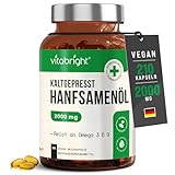 Hanföl Kapseln Kaltgepresst | Pflanzliches Omega 3 6 9 | Vegan...