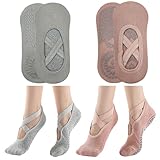 KEYRI 2 Paar Yoga Pilates Socke Rutschfeste Socken für Frauen Mädchen,...