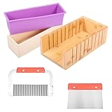 Seifenschneider Set,Rechteck Silikon Seifenform mit Holzbox,Verstellbar...