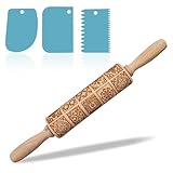 Nudelholz mit Muster, Präge Teigroller Weihnachten Nudelholz,...