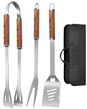 Grillbesteck Set, 3-teilig Edelstahl Grill Zubehör mit Tragetasche,...