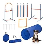 Relaxdays Agility Set, für Hunde, 76-TLG., Hürden höhenverstellbar,...