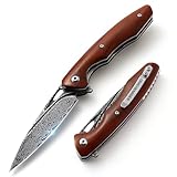 DRACHENADER Taschenmesser Einhand Damast, Damaszener Klappmesser mit Clip,...