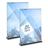 Hemiks 2 Stück Tischaufsteller A4, Transparent Preisschilder Aufsteller...