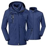 donhobo Damen 3-in-1 Skijacke mit Fleecejacke wasserdichte Regenjacke...