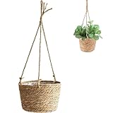 Ajxwde Hängender Pflanzkorb aus Seegras, 20cm Seegras Pflanzentopf,...