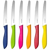 targzier Frühstücksmesser Set 6-teilig,Brötchenmesser Wellenschliff,Bunt...