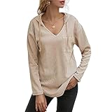 TANTOMI Pullover Damen Hoodie Langarm V Herbst Vielseitig Bequemes Langarm...